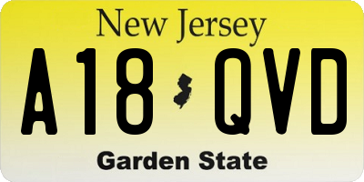 NJ license plate A18QVD