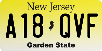 NJ license plate A18QVF