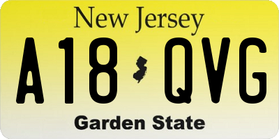 NJ license plate A18QVG