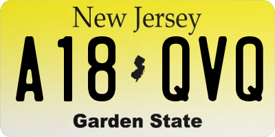 NJ license plate A18QVQ