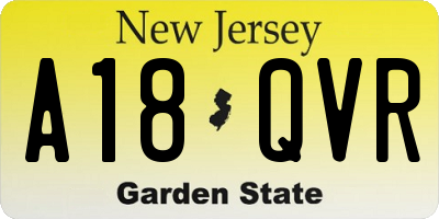 NJ license plate A18QVR