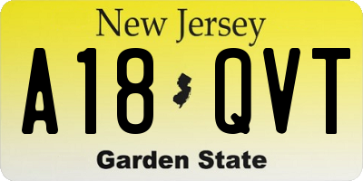 NJ license plate A18QVT