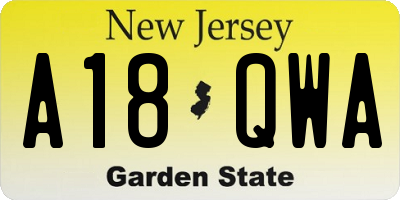 NJ license plate A18QWA