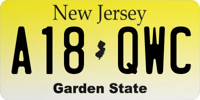NJ license plate A18QWC