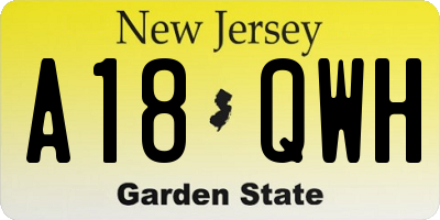 NJ license plate A18QWH