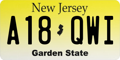 NJ license plate A18QWI
