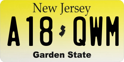 NJ license plate A18QWM