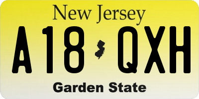 NJ license plate A18QXH
