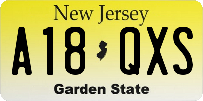 NJ license plate A18QXS