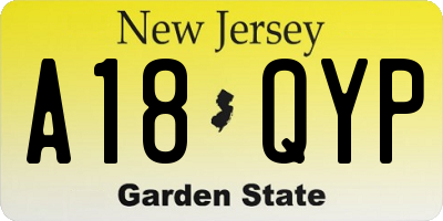 NJ license plate A18QYP