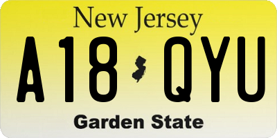 NJ license plate A18QYU