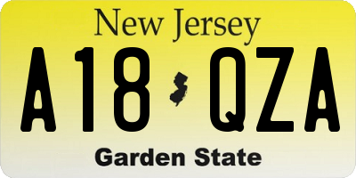 NJ license plate A18QZA