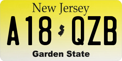 NJ license plate A18QZB