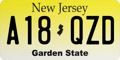 NJ license plate A18QZD
