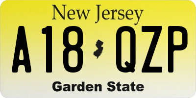 NJ license plate A18QZP