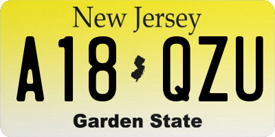 NJ license plate A18QZU