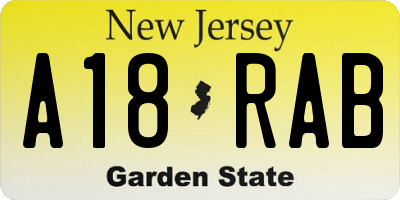 NJ license plate A18RAB
