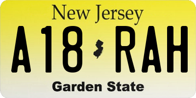 NJ license plate A18RAH