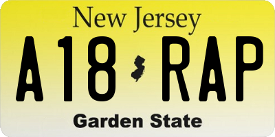 NJ license plate A18RAP