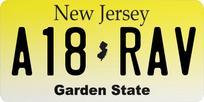 NJ license plate A18RAV