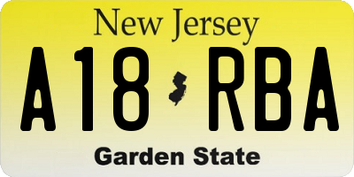 NJ license plate A18RBA