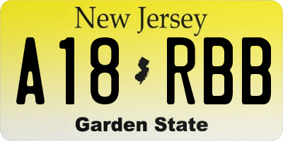 NJ license plate A18RBB