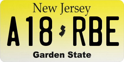 NJ license plate A18RBE
