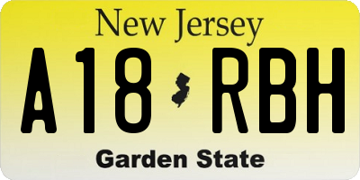 NJ license plate A18RBH