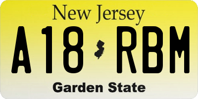 NJ license plate A18RBM