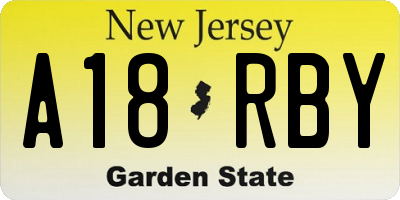 NJ license plate A18RBY