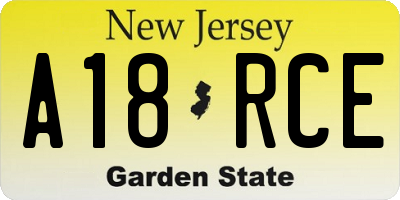 NJ license plate A18RCE