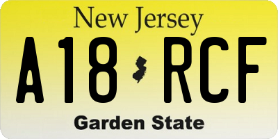 NJ license plate A18RCF