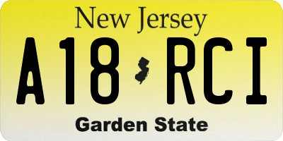NJ license plate A18RCI