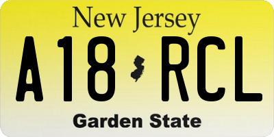 NJ license plate A18RCL