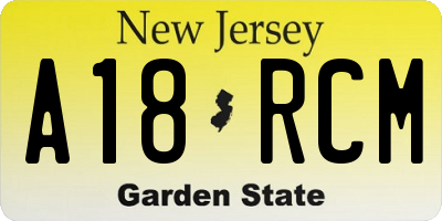 NJ license plate A18RCM