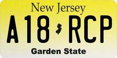 NJ license plate A18RCP