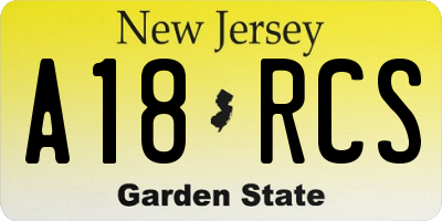 NJ license plate A18RCS