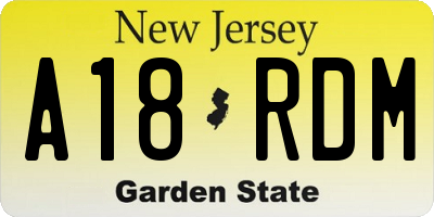 NJ license plate A18RDM