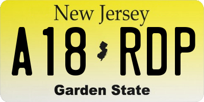 NJ license plate A18RDP