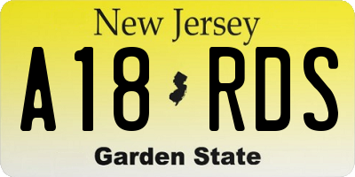NJ license plate A18RDS