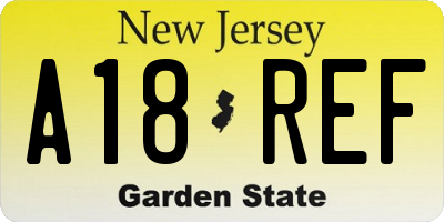 NJ license plate A18REF