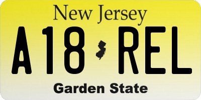 NJ license plate A18REL