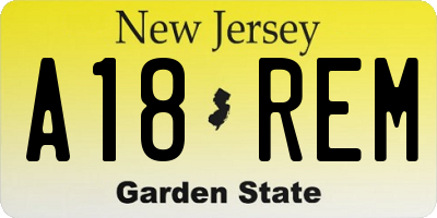 NJ license plate A18REM