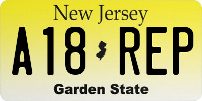 NJ license plate A18REP