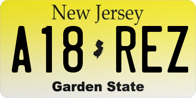 NJ license plate A18REZ