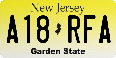 NJ license plate A18RFA