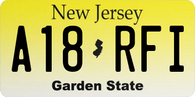 NJ license plate A18RFI