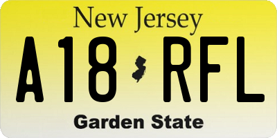 NJ license plate A18RFL