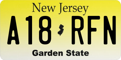 NJ license plate A18RFN