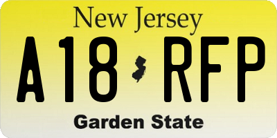 NJ license plate A18RFP